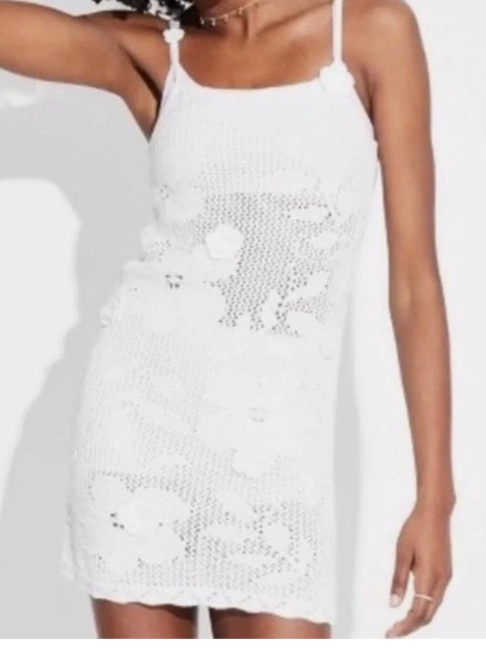 Wild Fable White Crochet Floral Dress Large